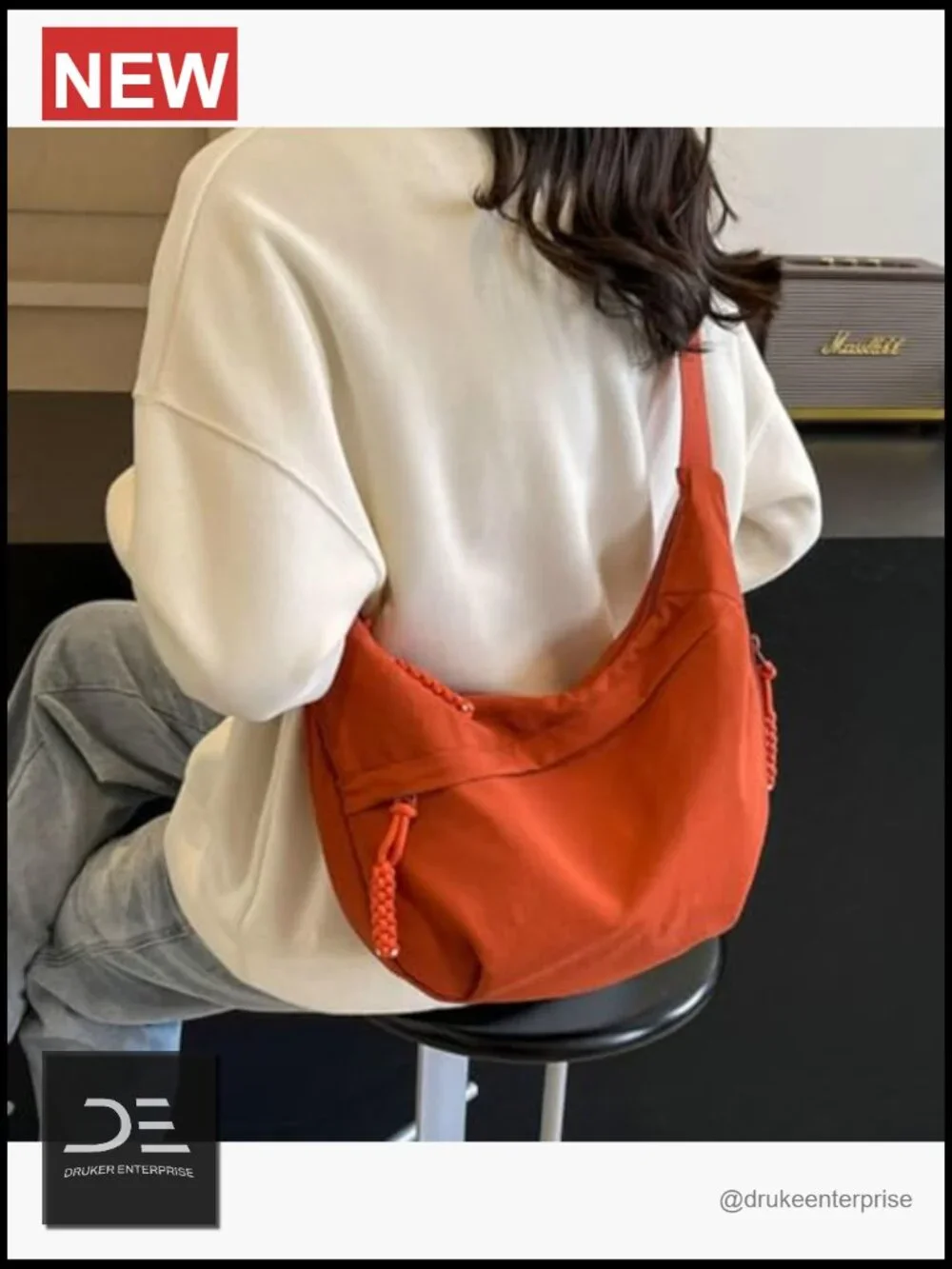 Hobo Crescent Shoulder Bag Crossbody Corduroy Nylon Canvas Slouchy Dumpling